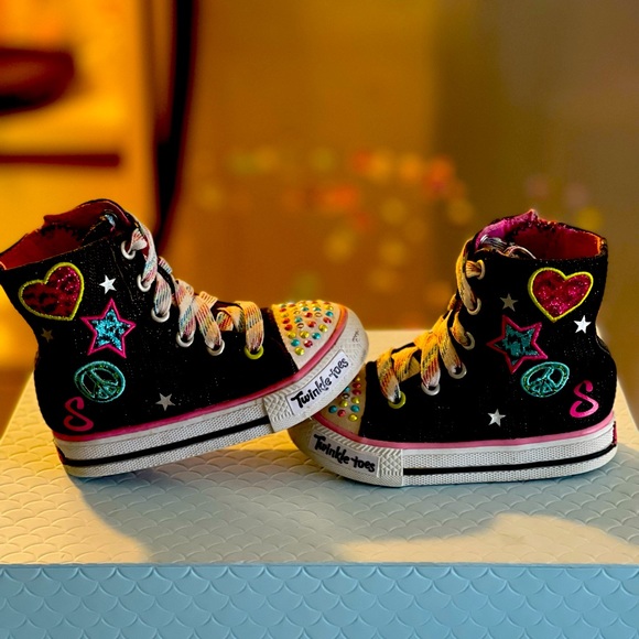 Skechers Other - Little girl size 6 Skechers light up black high top sneakers.
